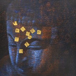 Ancient Buddha II<br> 92 x 122 cm<br> Mixed Media on Canvas <br>2006