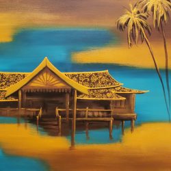 The Golden Kampung House 03<br> 61x46cm<br> Acrylic on Canvas<br> 2019