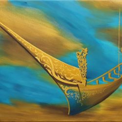 The Golden Malay Boat 04<br> 92x61cm<br> Acrylic on Canvas<br> 2019