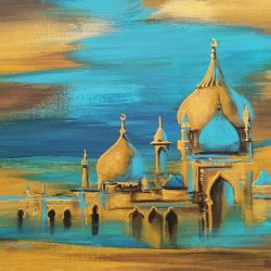 The Golden Mosque 04<br> 40x30cm<br> Acrylic on Canvas<br> 2019