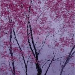 SOLD<br> Clear sky covered with cherry bomb II<br> Chen Li Wei<br> 39x77cm<br> Oil on Canvas<br> 2018
