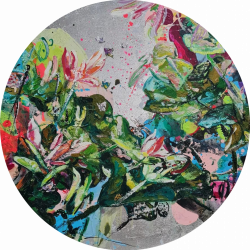 Rhythm of Colour - Growth 成长<br> 90cm diameter<br> Mixed Medium on Canvas<br> 2022