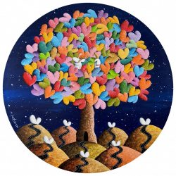 Nature’s Generosity For Lovers Endurance<br> 100cm diameter <br> Acrylic on Canvas<br> 2022