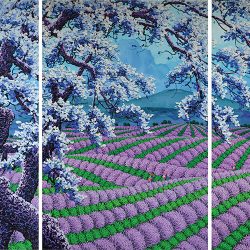 SOLD<br> Lavendar<br> 300 x 150 cm (3 panels)<br> Acrylic on Canvas<br> 2016