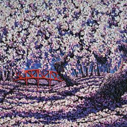 SOLD<br> 櫻花橋 II <br> Blossom With Bridge II<br> 150x100cm(75)<br> Acrylic On Canvas<br> 2013