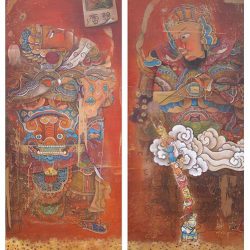 SOLD <br> 舉頭三尺有什麼 (二聯幅)<BR> What's About Your Head? (diptych)<BR> 180x200cm(180)<BR> Mixed Media On Paper<br> 2012