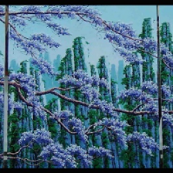 起霸山河<br> Mountains<br> 450x180cm(405) (3 panels)<br> Acrylic On Canvas<br> 2012