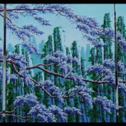 起霸山河<br> Mountains<br> Triptych: 450x180cm (405) <br> Acrylic On Canvas<br> 2012