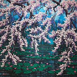 蓮之韻<br> Purity<br> 122x122cm(74)<br> Acrylic On Canvas<br> 2015