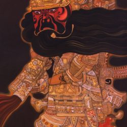 SOLD <br>關公 - 愛<br> General Guan Yu ~ Love<br> 90x180cm(81)<br> Mixed Media On Paper<br> 2016