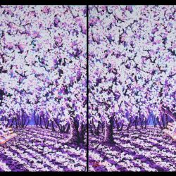 櫻花-快樂時刻 <br> Cherry Blossom - Happy Moment <br> Diptych: 184x122cm(112)<br> Acrylic On Canvas<br> 2014