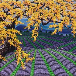 紫色眺望<br> Lavender View <br> 180x122cm(110) x 10cm thickness<br> Acrylic On Canvas <br> 2018