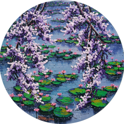 睡蓮<br> Waterlily <br> 70cm diameter (25)<br> Acrylic On Canvas<br> 2019