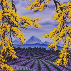 SOLD <br>  薰衣草田<br> Lavender Field <br> 100x150cm(75)x 10cm thickness  <br> Acrylic On Canvas <br>  2018