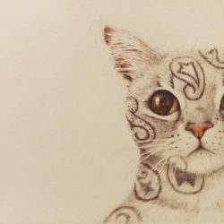 SOLD<br> 峇迪貓<br> The Batik Cat 08<br> 44x30cm(7) <br> Ballpoint Pen<br> 2016