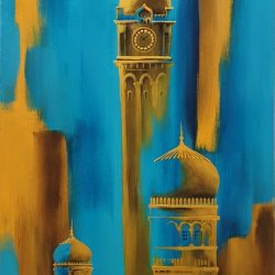 The Golden Dataran Merdeka<br> 50x100cm<br> Acrylic on Canvas<br> 2019