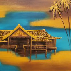 The Golden Kampung House 03 <br> 61x46cm(14)<br> Acrylic On Canvas<br> 2019