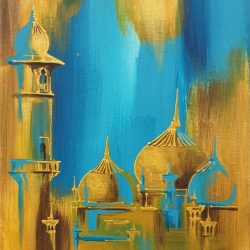 The Golden Mosque 02<br> 40x30cm<br> Acrylic on Canvas<br> 2019