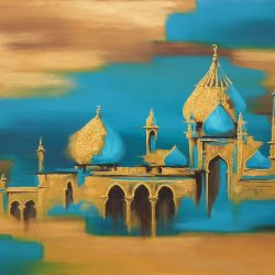 The Golden Mosque 03<br> 92x61cm<br> Acrylic on Canvas<br> 2019
