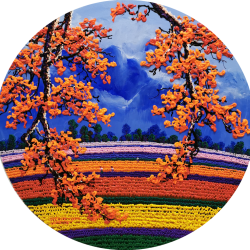 花海<br> Tulip Field<br> 70cm diameter (25)<br> Acrylic On Canvas<br> 2019