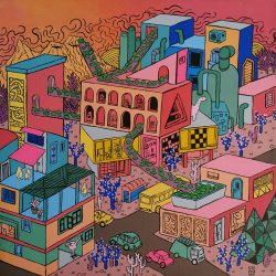 Fantasy Township #3 <br> 30x30cm <br> Mixed Medium on Canvas<br> 2019