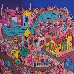 SOLD<br> 奇幻小鎮 #5 <br> Fantasy Township #5 <br> 30x30cm(5)<br> Mixed Medium On Canvas<br> 2019