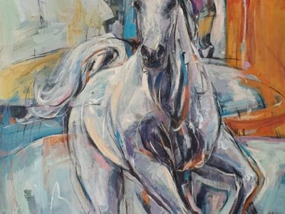 SOLD <br> 一馬當先 1<br> Leadership Horse 1 <br> 107x145cm(78)<br> Mixed Media On Canvas<br> 2019