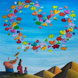 SOLD <br>Listen to the bird, its chirpping the the song of our love<br> 122x122cm <br> Acrylic on Canvas<br> 2019