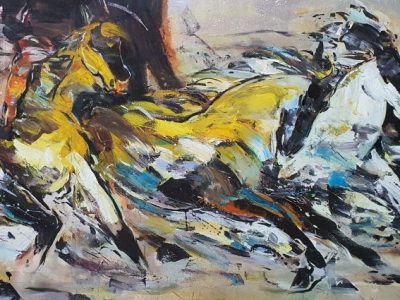 SOLD <br> 互相依存 2 <br> Interdependence 2 <br> 213x91cm(97)<br> Mixed Media On Canvas <br> 2021