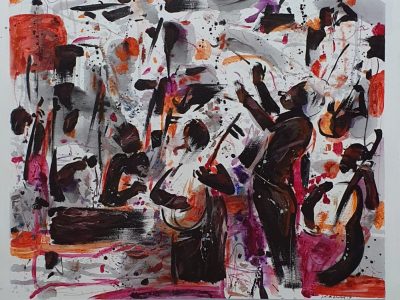 SOLD <br>迎春2<br> Welcome the blessing & spring 2<br> 122x122cm(74)<br> Mixed Media On Canvas <br> 2017