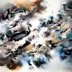 SOLD<br> 彩雲逐夢<br> Chasing Dreams With Colorful Clouds<br> 150x75cm(56) <br> Mixed Medium On Canvas <br> 2021