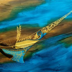 Golden Malay Boat <br> 61x92cm(28) <br> Acrylic On Canvas <br> 2020