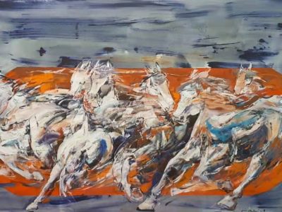 Majestic Horses <br> 195x122cm <br> Mixed Medium on Canvas <br>