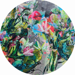Rhythm of Colour - Cool Breeze 凉风 <br> 90cm diameter (41)<br> Mixed Medium on Canvas<br> 2022