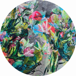 涼風 <br> Rhythm Of Colour - Cool Breeze <br> 90cm diameter (41)<br> Mixed Media On Canvas<br> 2022