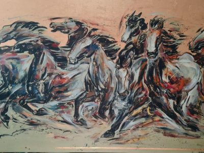 駿馬系列 2 <br> Majestic Horses Series 2 <br> 260x152cm(198)<br> Mixed Media On Canvas <br> 2022