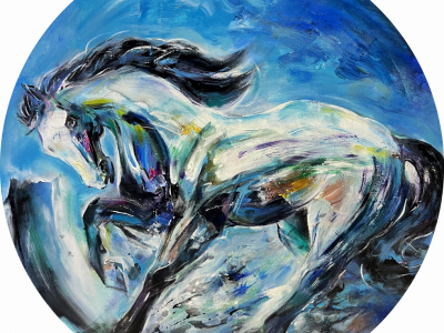 Obedience服從<br> 90cm diameter<br> Mixed Medium on Canvas<br> 2022<br>