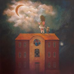 SOLD<br> 月連心<br>  Connect With The Moon <br>  76x76cm(29) <br> Oil On Canvas <br> 2022