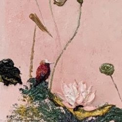 蝶伴荷舞雀兒喜 (粉） <br> Dancing in Lotus Pond (Pink)<br> 33x128cm (20) <br> Oil on canvas <br> 2019