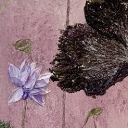 蝶伴荷舞雀兒喜 (紫）<br> Dancing In Lotus Pond (Purple)<br> 33x128x3cm(20) <br> Oil On Canvas <br> 2019