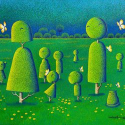 Happy Family Trees<br> 60x76cm<br> Acrylic on Canvas<br> 2022