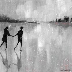 SOLD<br>有妳不孤單<br> Two Less Lonely People<br> 20x25cm (3) <br> Acrylic On Canvas<br> 2022