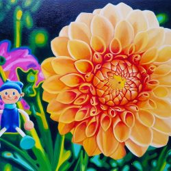 綻放-大利大發-精靈<br> Blossom-Great Prosperity-Elf<br> 72.5x53cm (20) <br> Oil on canvas <br> 2019