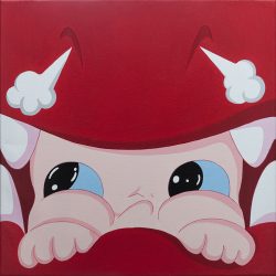 SOLD <br> 大傻龍-紅<br> Silly Dragon-Red<br> 50x50cm(10)<br> Acrylic On Linen<br>  2022