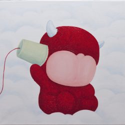 打电话 <br> 50x50cm <br> Acrylic on Linen<br> 2023