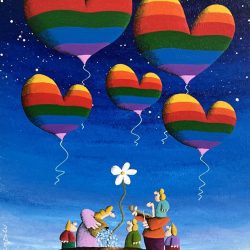Growing Lovely Family With Pure Ambitions And Luck Of Rainbows <br> 100x76cm<br> Acrylic On Canvas<br>2022