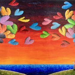 Love Is Flowing Around Us<br> 183x92cm<br> Acrylic on Canvas <br> 2018