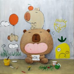 SOLD <br>塗鴉罪犯-編號2786<br> Graffiti Criminal-No. 2786<br> 76x76cm (29) <br> Acrylic On Linen <br> 2024