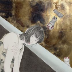 凝眸 <br> Stare<br> 75x75cm (28)<br> 紙本設色Colour On Paper<br> 2023