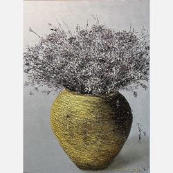 古瓶新作系列 -羽衣金樽粉霞色 <br> Tinted With Rosy Clouds <br> 61x45x3cm (15) <br> Oil On Canvas <br> 2024 <br>